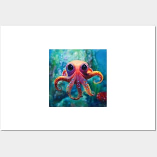 Cute Baby Octopus with Big Eyes Posters and Art